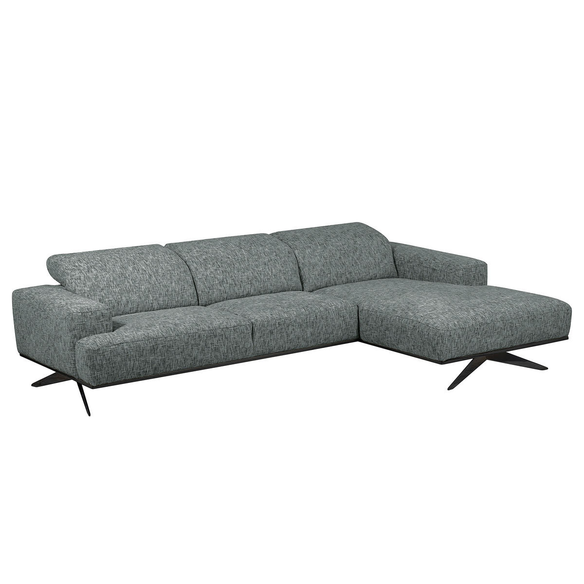 ECKSOFA PORTLAND Anthrazit Struktur Kopfteilverstellung  - Anthrazit/Schwarz, Design, Holz/Textil (295/187cm) - Livetastic