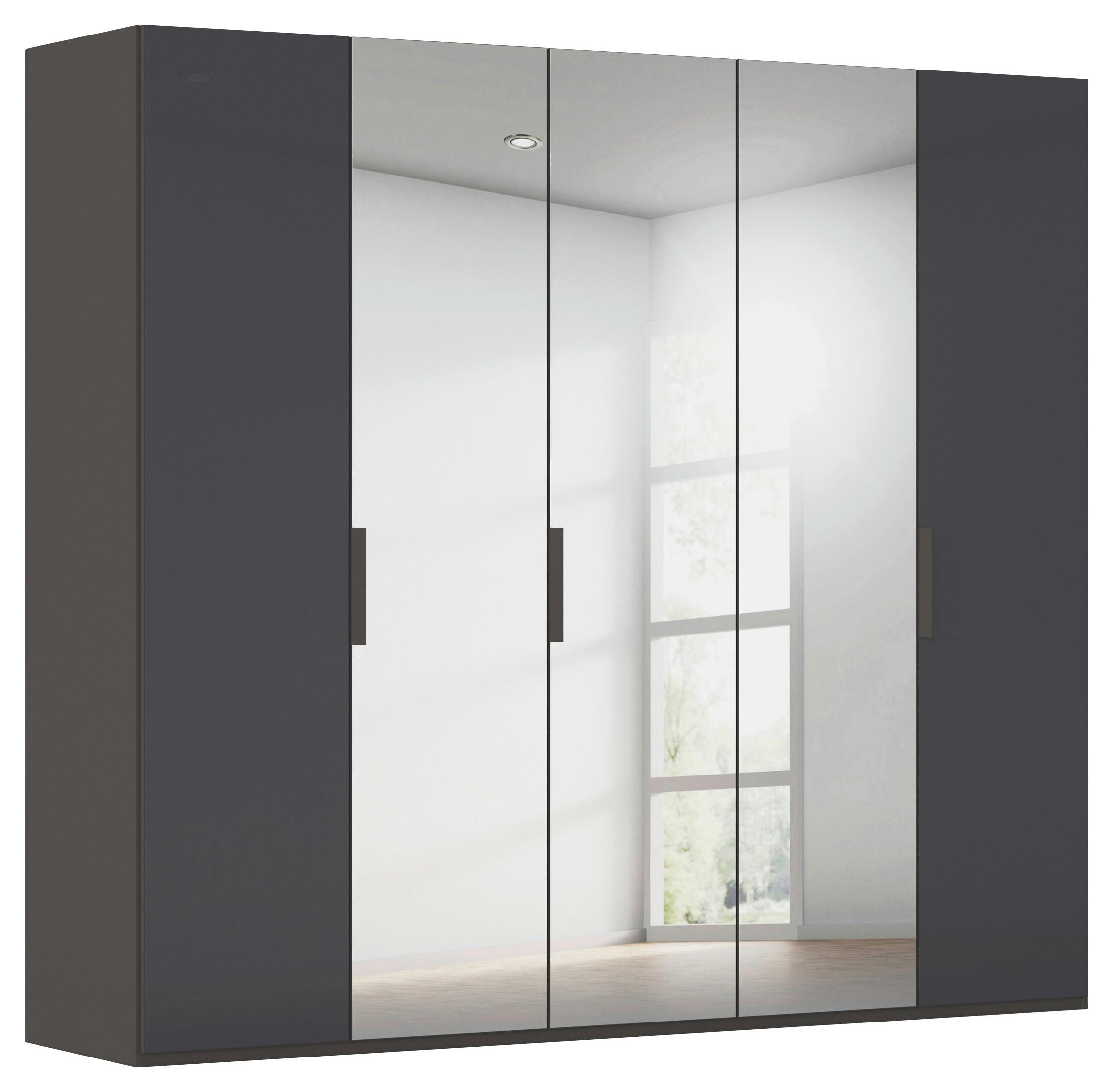 DREHTÜRENSCHRANK 251/235/61 cm,  in Graphitfarben, 5-türig  - Graphitfarben, Basics, Glas/Holzwerkstoff (251/235/61cm) - Novel