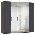 DREHTÜRENSCHRANK 251/223/61 cm,  in Graphitfarben, 5-türig  - Graphitfarben, Basics, Glas/Holzwerkstoff (251/223/61cm) - Novel