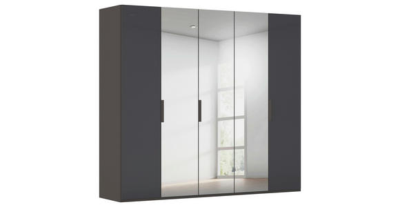 DREHTÜRENSCHRANK 251/223/61 cm,  in Graphitfarben, 5-türig  - Graphitfarben, Basics, Glas/Holzwerkstoff (251/223/61cm) - Novel