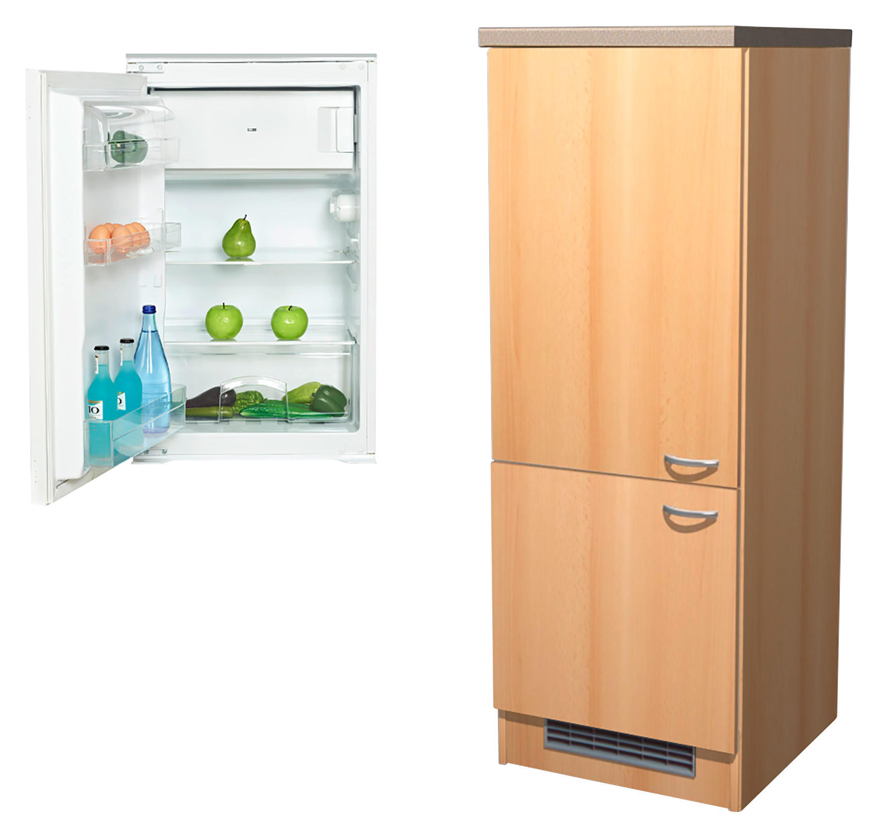 GERÄTEUMBAUSCHRANK  in Creme, Buchefarben, Edelstahlfarben  - Edelstahlfarben/Buchefarben, MODERN, Holzwerkstoff/Kunststoff (60/162/60cm) - MID.YOU