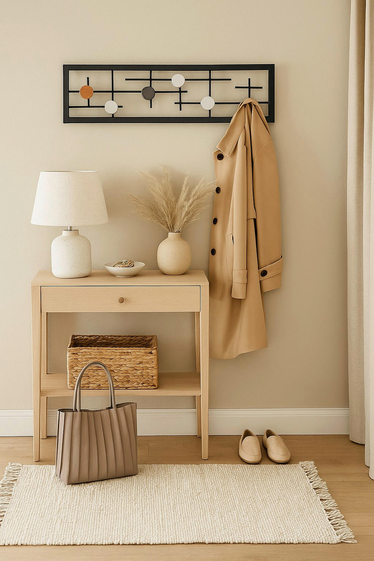 WANDGARDEROBE  in teilmassiv Schwarz, Multicolor  - Multicolor/Schwarz, Design, Holzwerkstoff/Metall (6/60/16cm) - MID.YOU