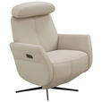 RELAXSESSEL Artù Echtleder Relaxfunktion, Kopfteilverstellung, Rücken echt    - Creme, Design, Leder (71/110/80cm) - Novel
