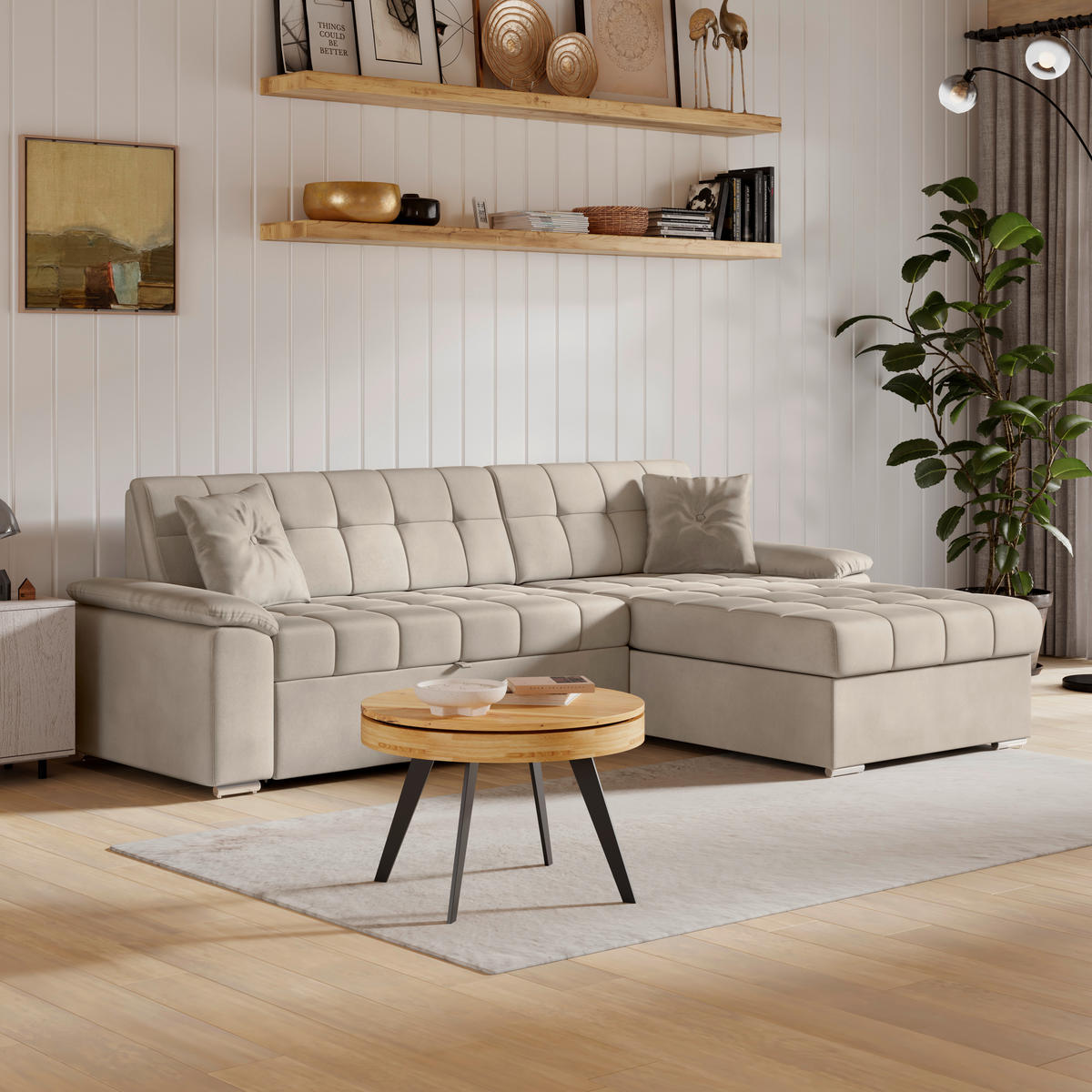 ECKSOFA Beige Zierkissen  - Beige, Trend, Textil (257/167cm) - Livetastic