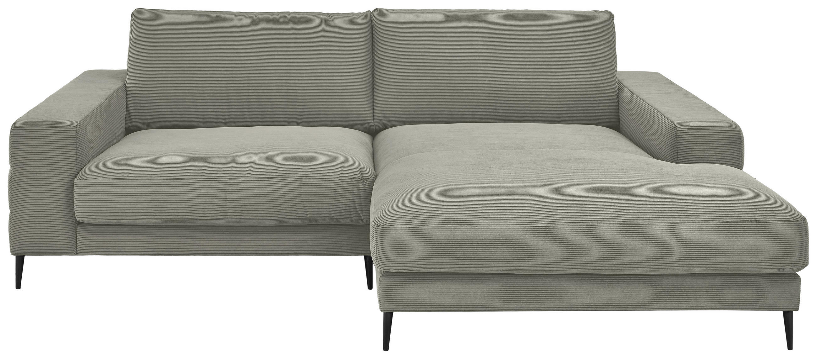 ECKSOFA Grau Feincord Rücken echt  - Schwarz/Grau, Design, Textil/Metall (253/177cm) - Dieter Knoll