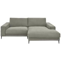 ECKSOFA  in Feincord Grau  253/177 cm  - Schwarz/Grau, Design, Textil/Metall (253/177cm) - Dieter Knoll