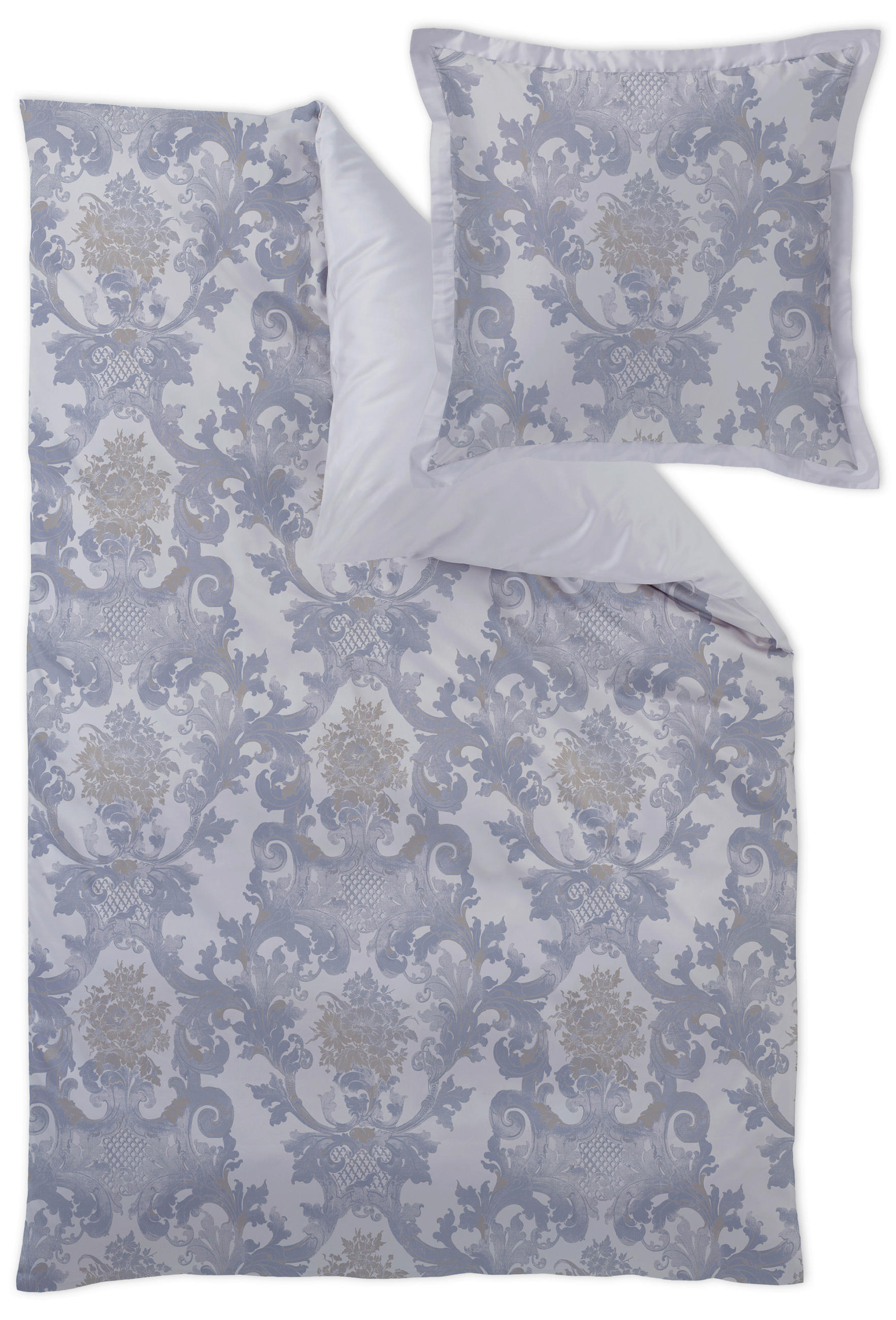POSTELJNINA Louis XIV. damast modra, srebrne barve  - modra/srebrne barve, Konvencionalno, tekstil (140/200cm) - Curt Bauer