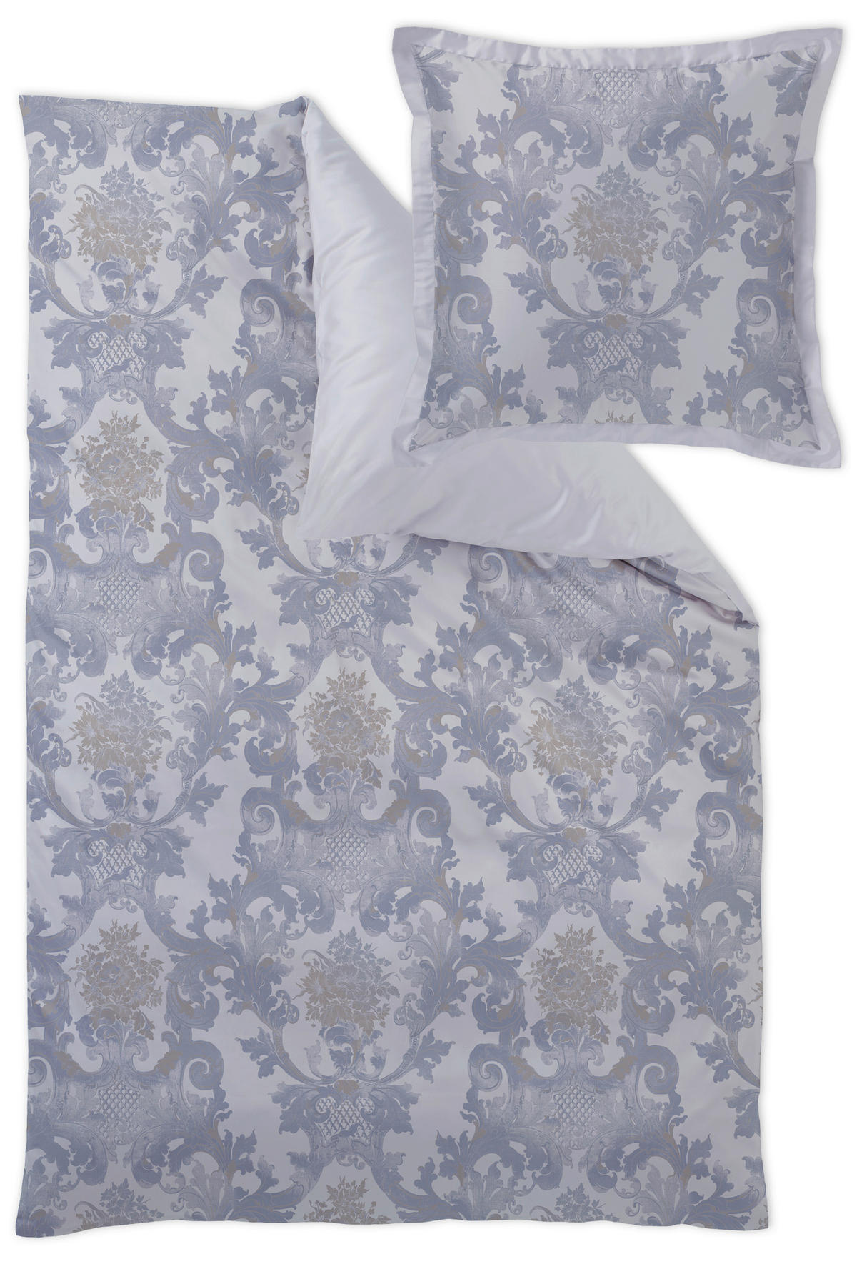 POSTELJNINA Louis XIV. damast modra, srebrne barve  - modra/srebrne barve, Konvencionalno, tekstil (140/200cm) - Curt Bauer