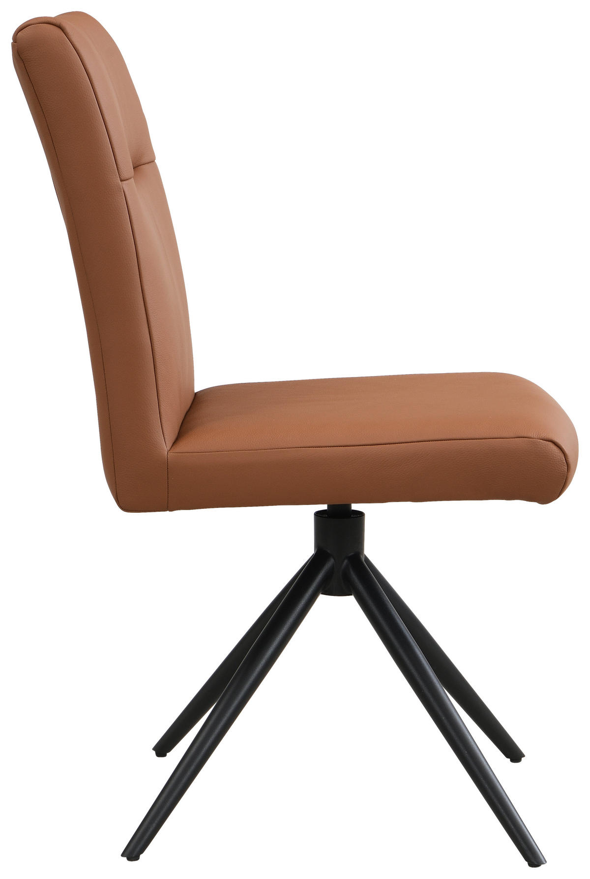 STUHL Echtleder Schwarz, Cognac  - Cognac/Schwarz, Trend, Leder/Metall (47/89/62cm) - Novel