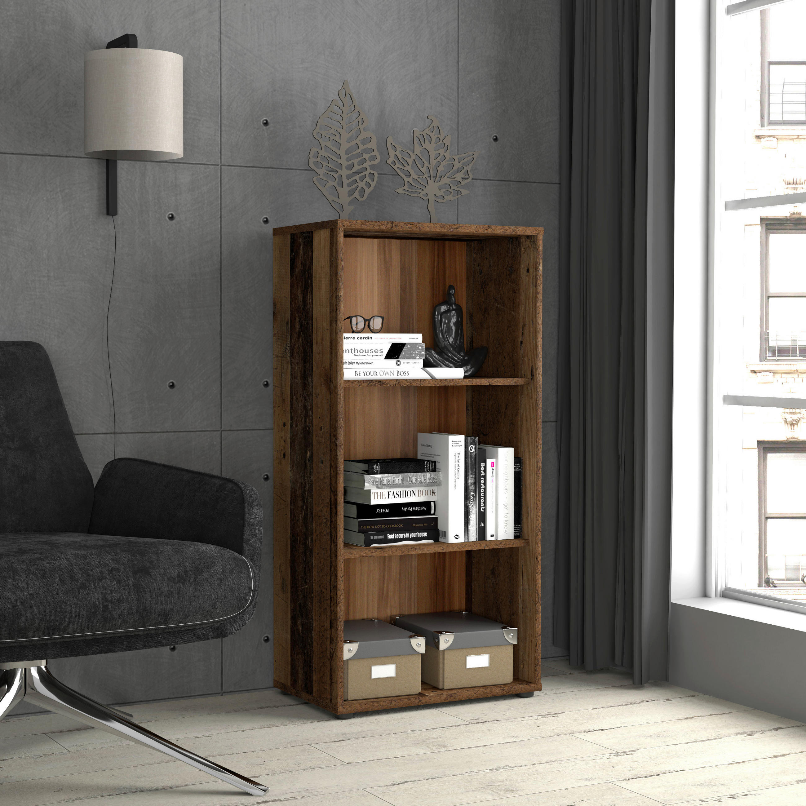 REGAL Dunkelbraun, Graubraun  - Dunkelbraun/Graubraun, Design, Holzwerkstoff (54/111,1/34,8cm)