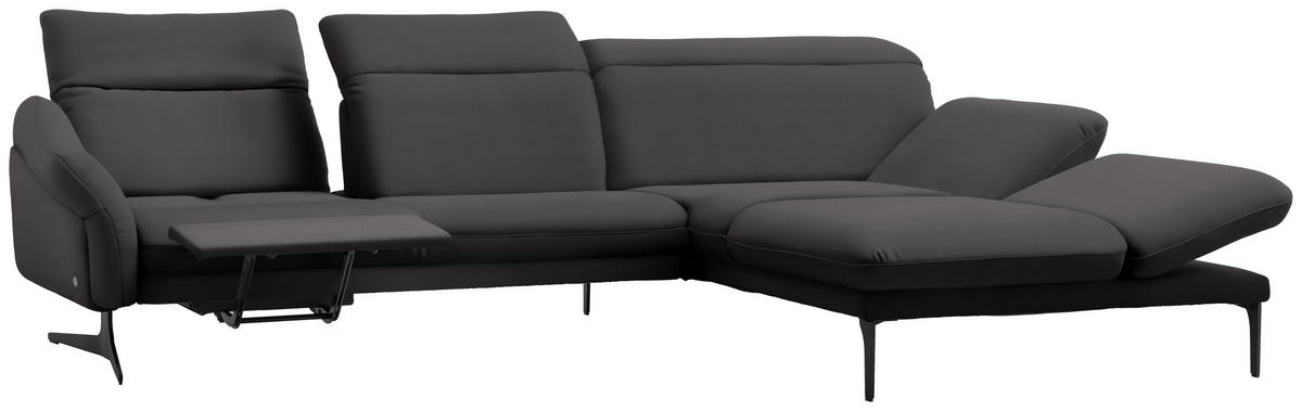 ECKSOFA Grau Echtleder  - Anthrazit/Grau, Design, Leder/Metall (299/203cm) - Himolla