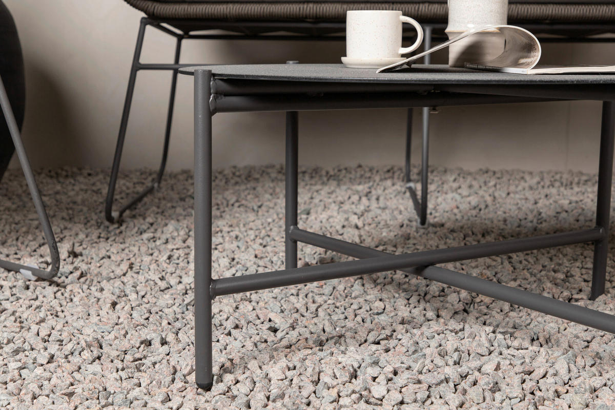 LOUNGEGARNITUR Stahl  - Schwarz/Grau, MODERN, Glas/Textil (133/73/73cm) - Gardenson