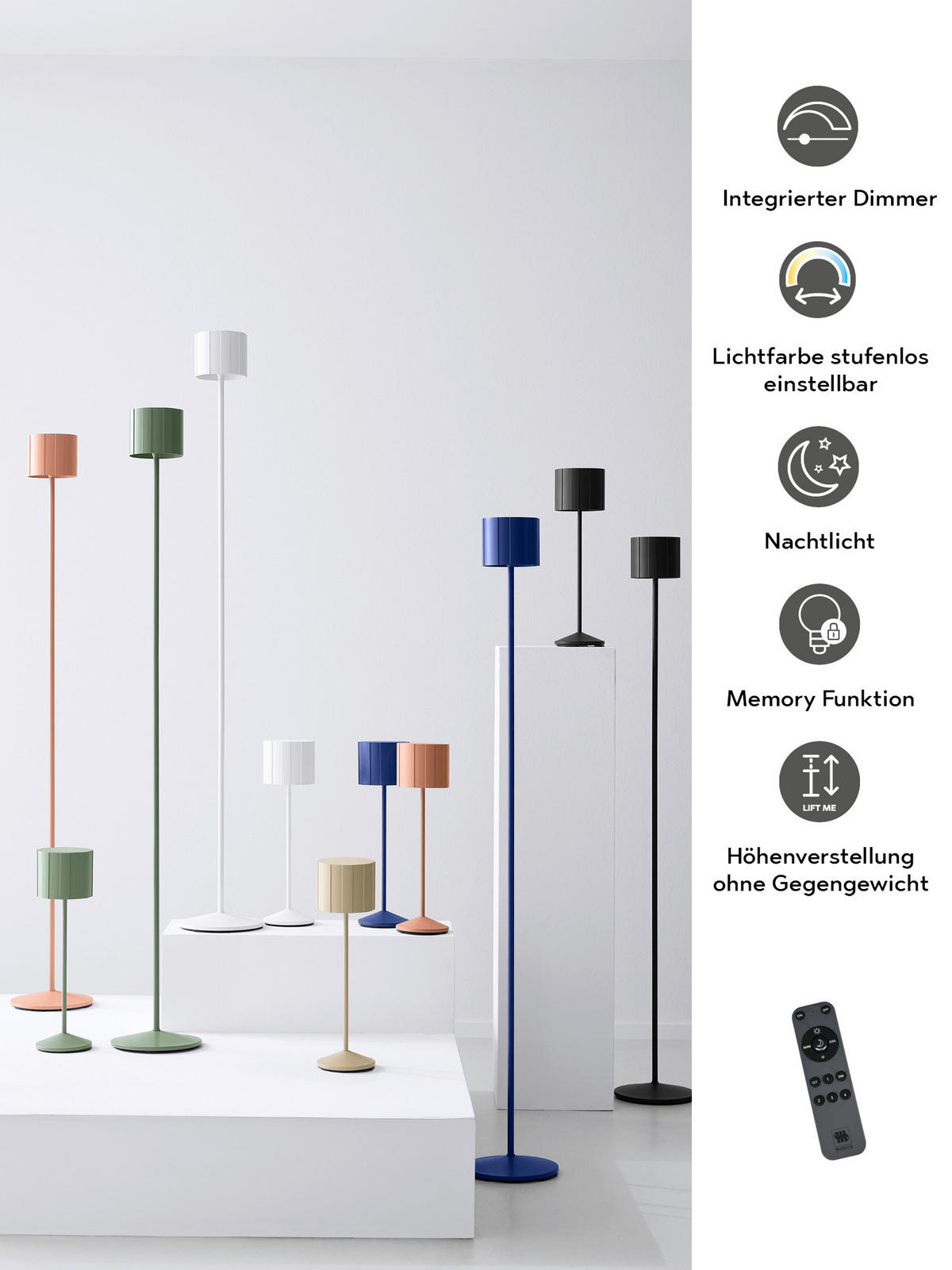 AKKU-STEHLEUCHTE Marisa 19/125 cm  - Grün, MODERN, Metall (19/125cm) - Musterring