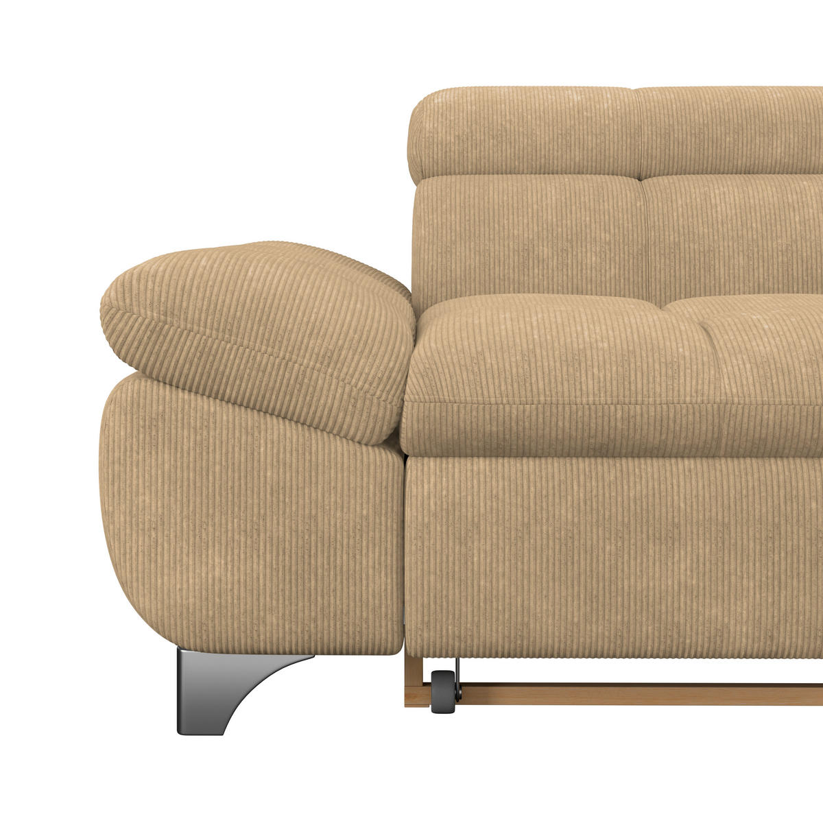 ECKSOFA Sandfarben Chenille  - Sandfarben/Chromfarben, KONVENTIONELL, Textil/Metall (312/234cm) - Livetastic