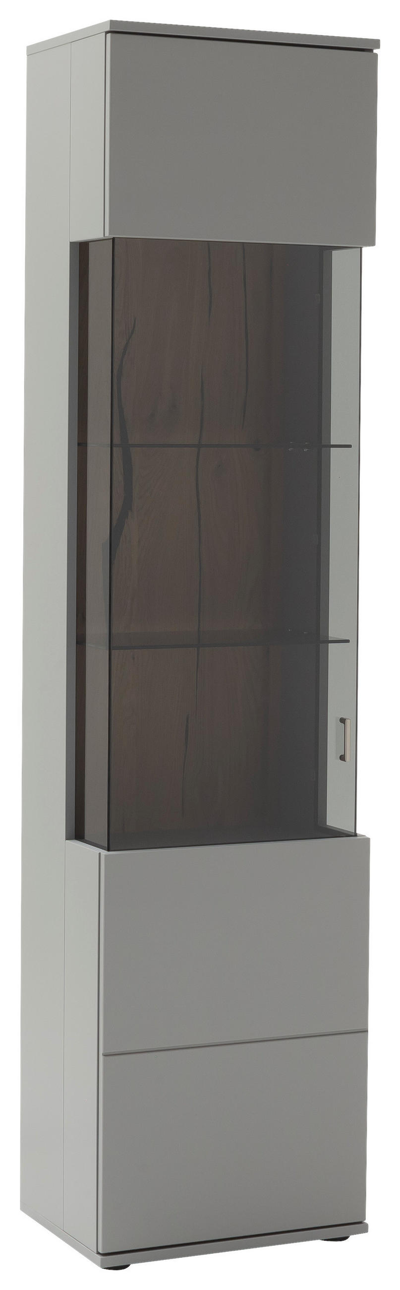 VITRIN furnérozott szürke, tölgyfa színű  - tölgyfa színű/fekete, Design, műanyag/faalapú anyag (50/207/38cm) - MID.YOU