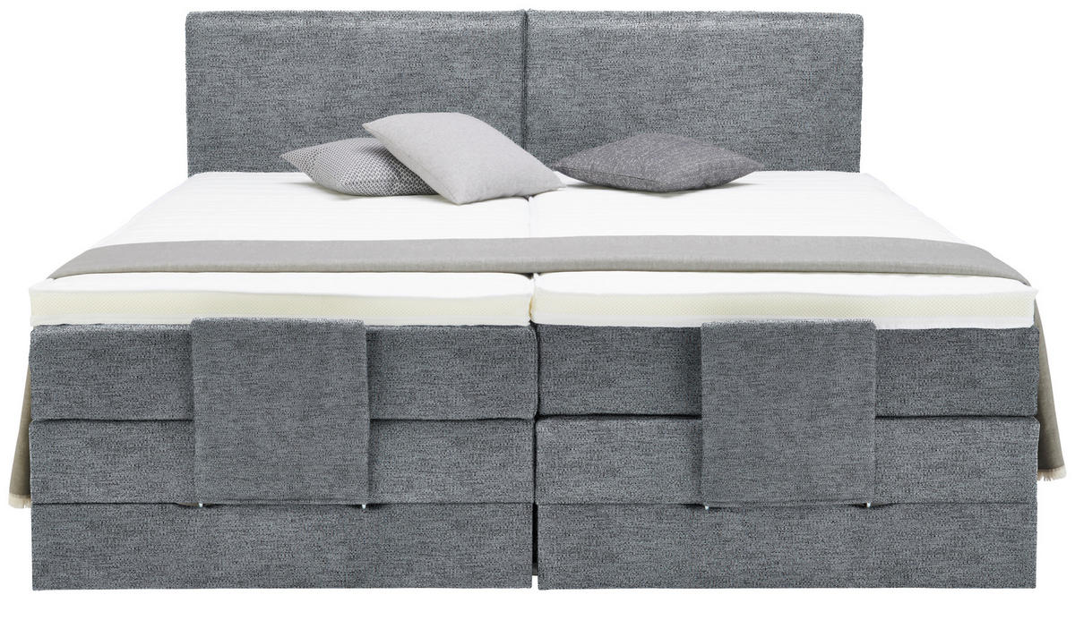 BOXSPRINGBETT 180/200 cm  in Dunkelgrau  - Dunkelgrau/Schwarz, Design, Kunststoff/Textil (180/200cm) - Hom`in