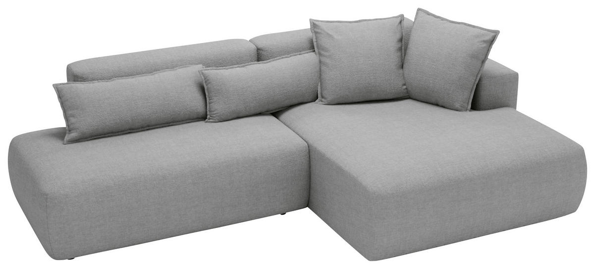 ECKSOFA ARTE in Chenille Grau  - Schwarz/Grau, Design, Kunststoff/Textil (284/160cm) - Livetastic