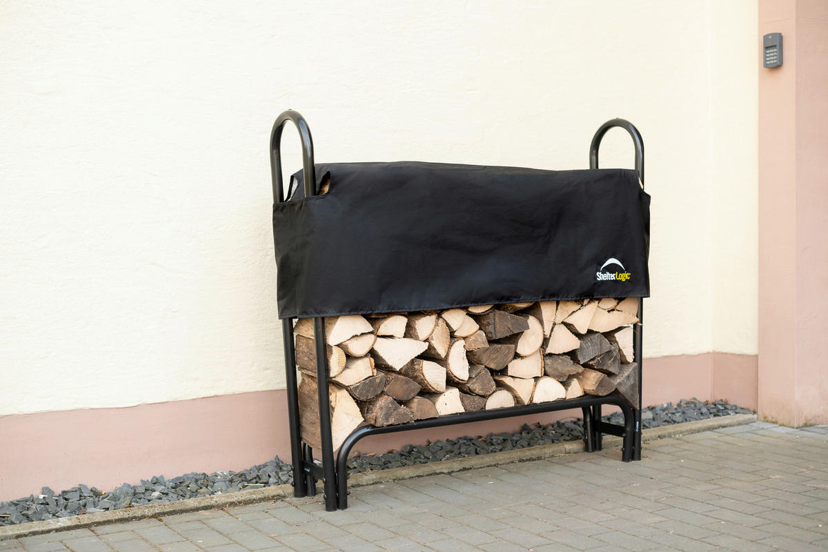 KAMINHOLZREGAL 25/118/126 cm  Metall  - Schwarz, Basics, Metall (25/118/126cm)
