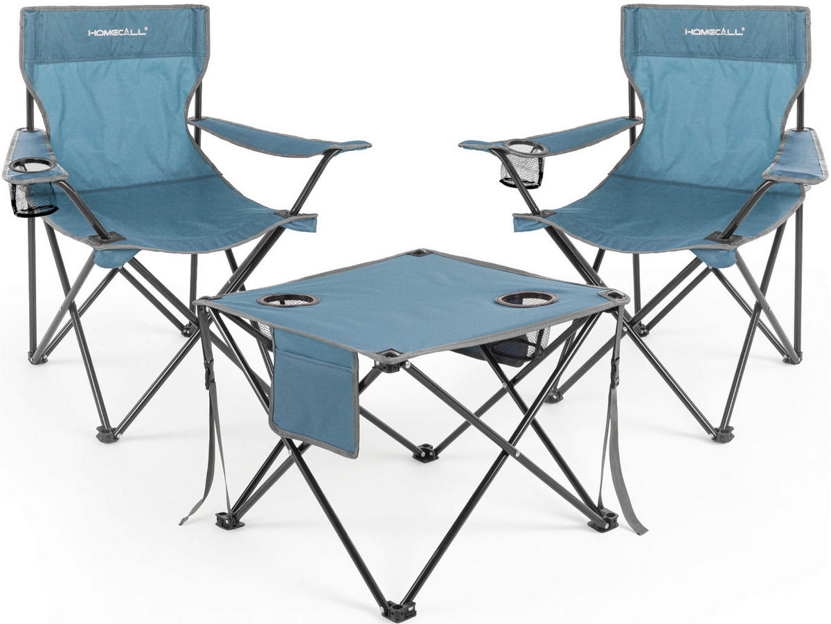 CAMPINGGARNITUR - Blau, Basics, Textil/Metall (43/79/43cm) - Modante