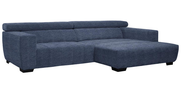 ECKSOFA  in Webstoff Dunkelblau  279/182 cm  - Schwarz/Dunkelblau, KONVENTIONELL, Textil/Metall (279/182cm) - Hom`in