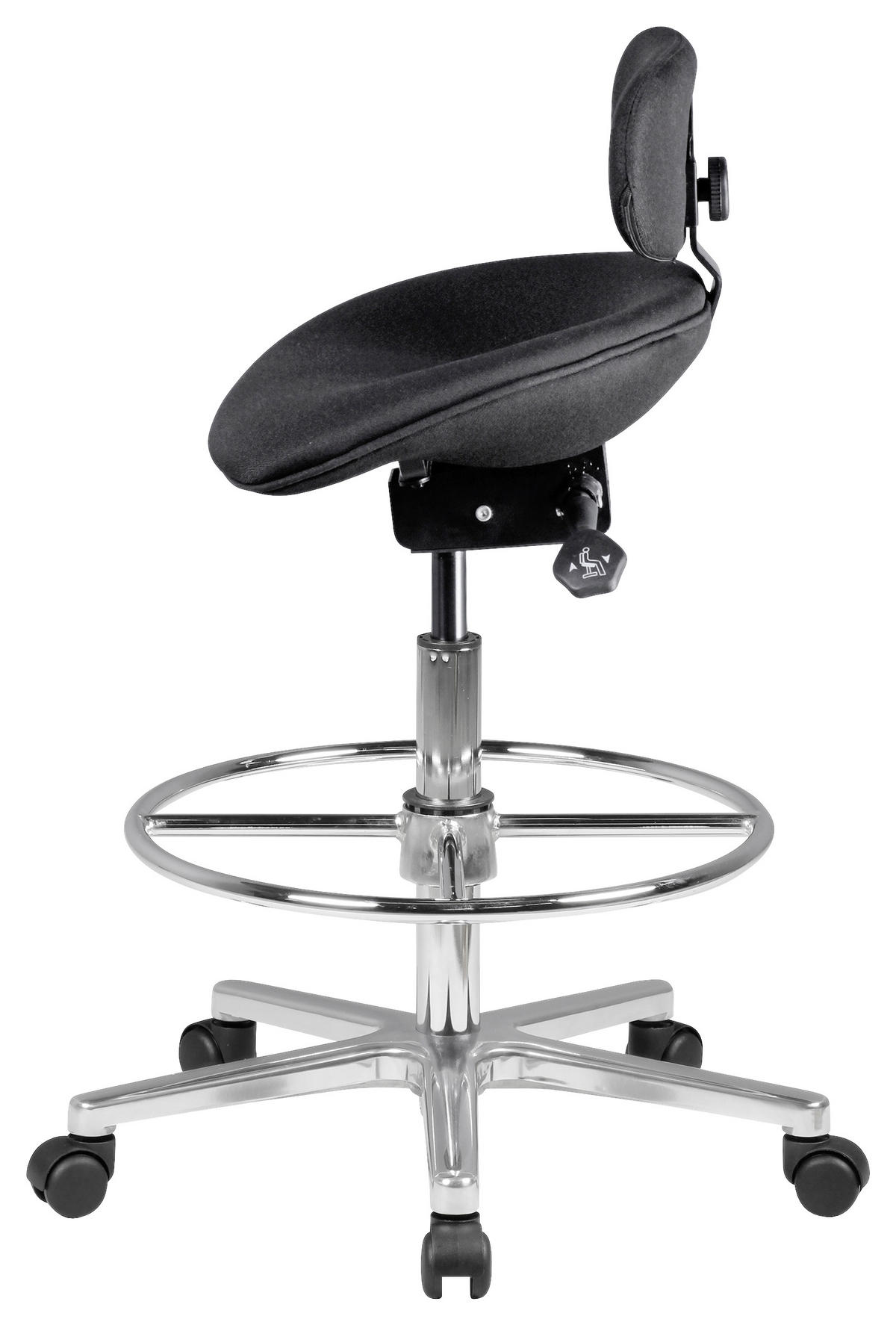 BÜROHOCKER 60/83/60 cm  - Schwarz/Alufarben, KONVENTIONELL, Kunststoff/Textil (60/83/60cm) - MID.YOU