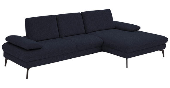 ECKSOFA in Chenille, Mikrofaser Anthrazit 299/157 cm - Anthrazit/Schwarz, Design, Textil/Metall (299/157cm) - Dieter Knoll