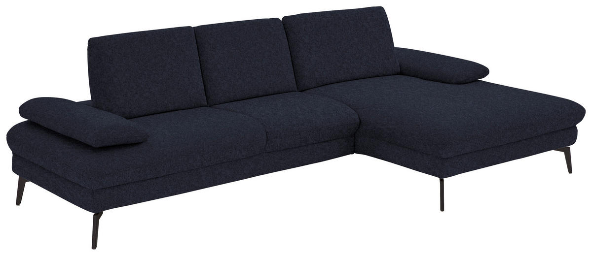 ECKSOFA in Chenille, Mikrofaser Anthrazit  - Anthrazit/Schwarz, Design, Textil/Metall (299/157cm) - Dieter Knoll