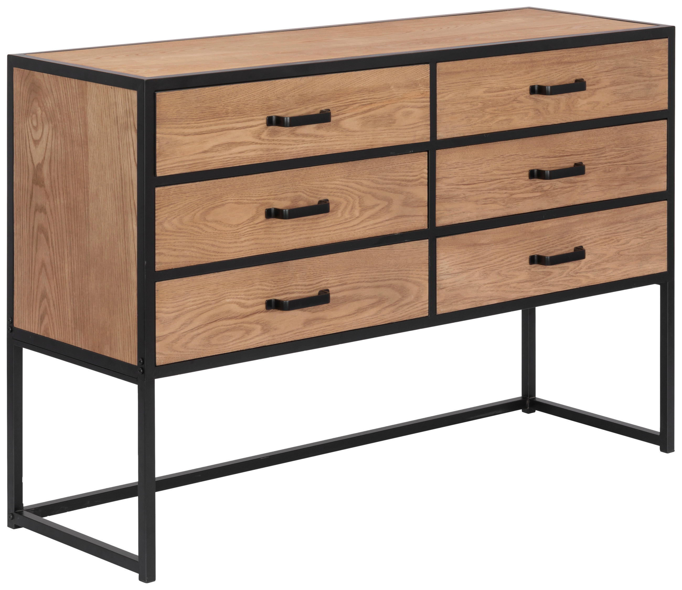 P & B Kommode Natur, Schwarz 120x80x38 cm