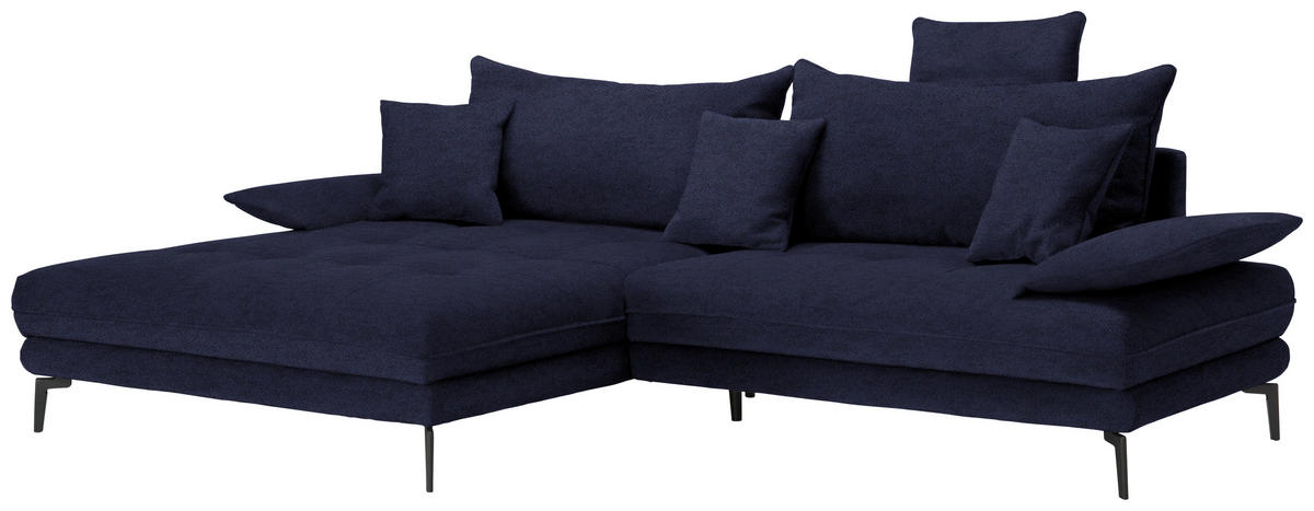 ECKSOFA PRATO Schwarz Flachgewebe  - Schwarz, MODERN, Textil/Metall (176/292cm) - MID.YOU