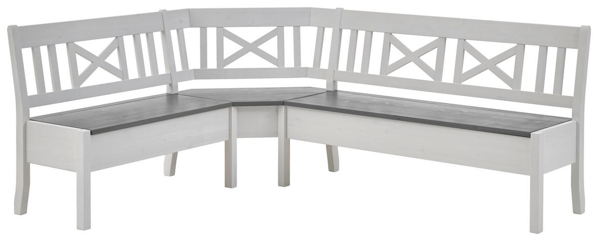 ECKBANK 213/170 cm Grau, Weiß Kiefer massiv   - Weiß/Grau, ROMANTIK / LANDHAUS, Holz (213/170cm) - Boxxx