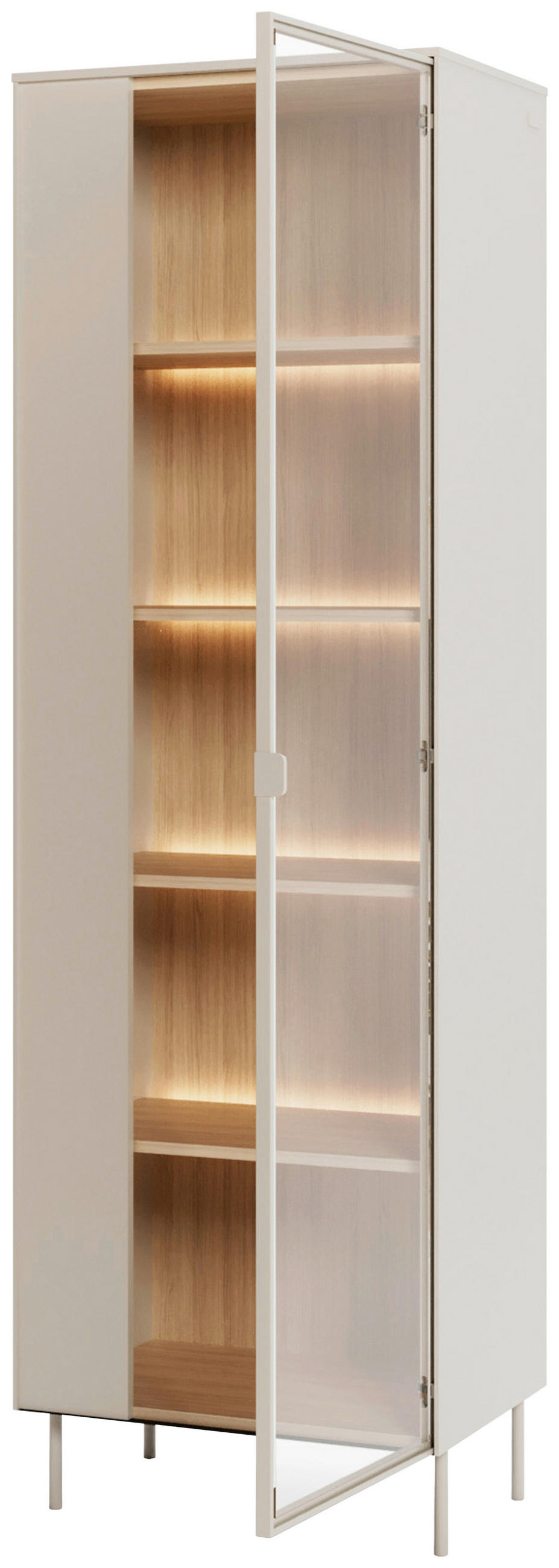 VITRINE Eichefarben, Kaschmir  - Kaschmir/Eichefarben, Modern, Glas/Holzwerkstoff (63/197/41cm) - Carryhome