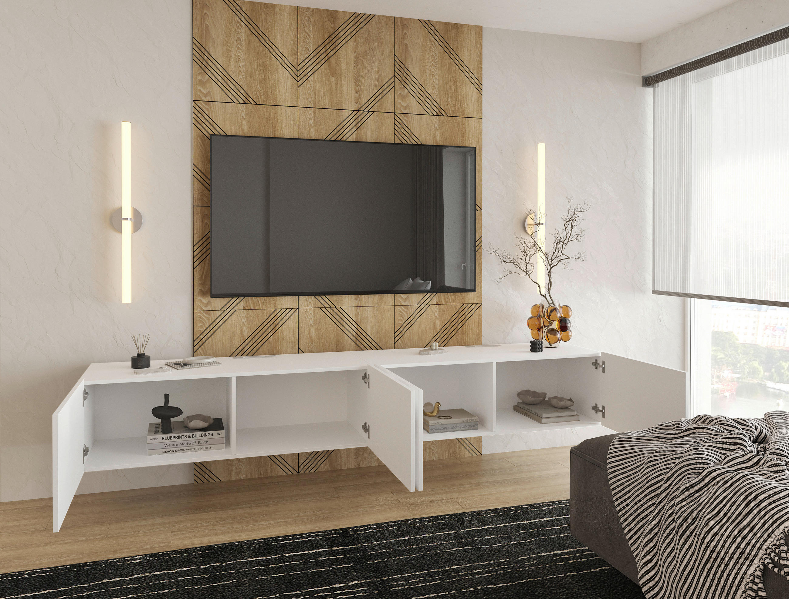 LOWBOARD Newniq in 120/36,7/45 cm - Weiß, Design, Holzwerkstoff (120/36,7/45cm) - Hom`in