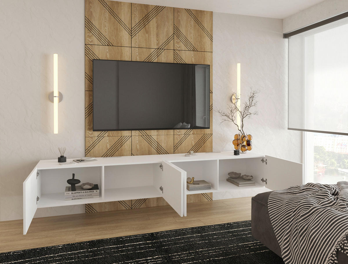 TV-BÄNK Newniq  i 120/36,7/45 cm  - vit, Design, trämaterial (120/36,7/45cm) - Hom`in
