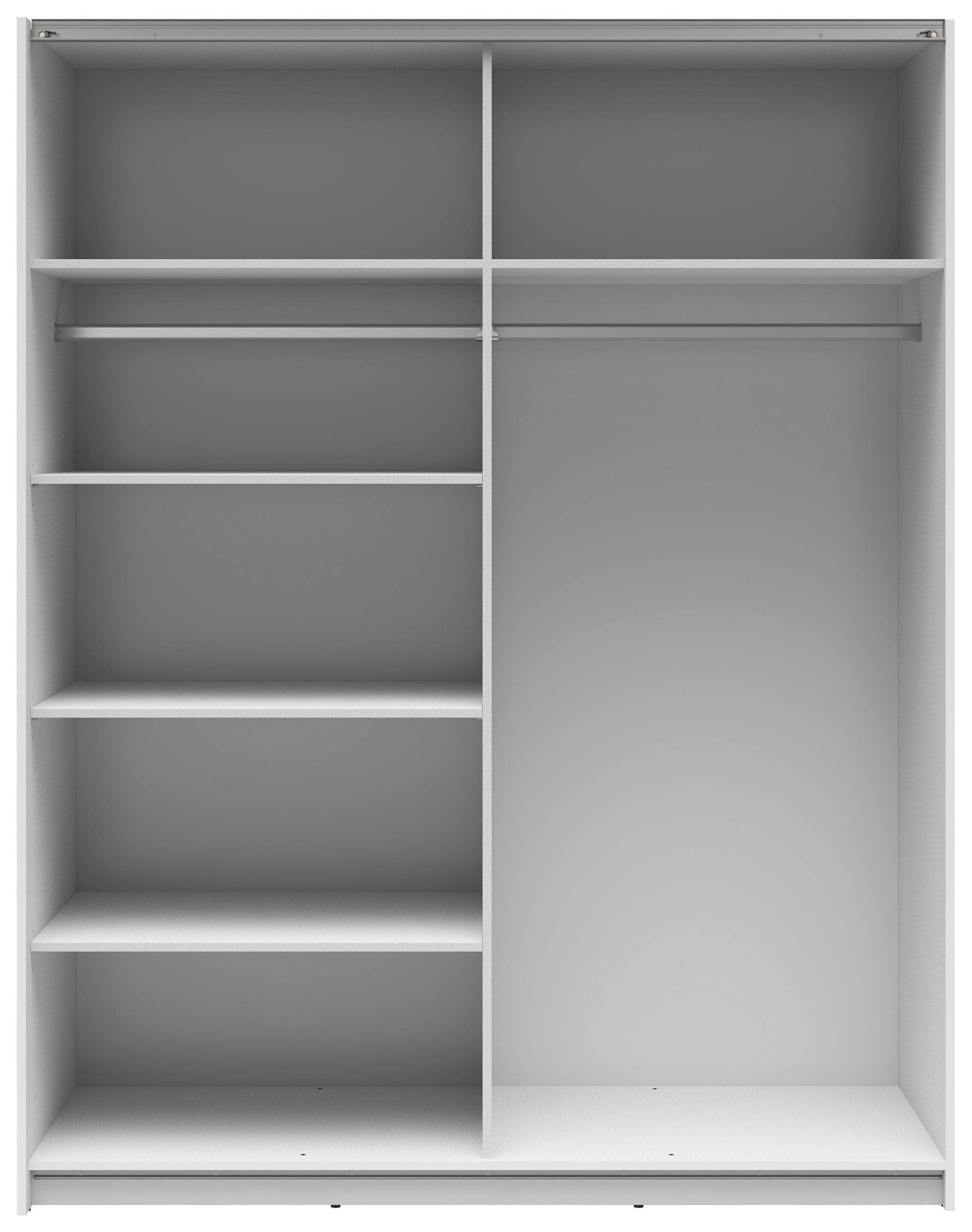 SCHWEBETÜRENSCHRANK 153,5/195,5/60 cm 2-türig Weiß Hochglanz  - Weiß Hochglanz/Anthrazit, MODERN, Holzwerkstoff/Metall (153,5/195,5/60cm) - MID.YOU