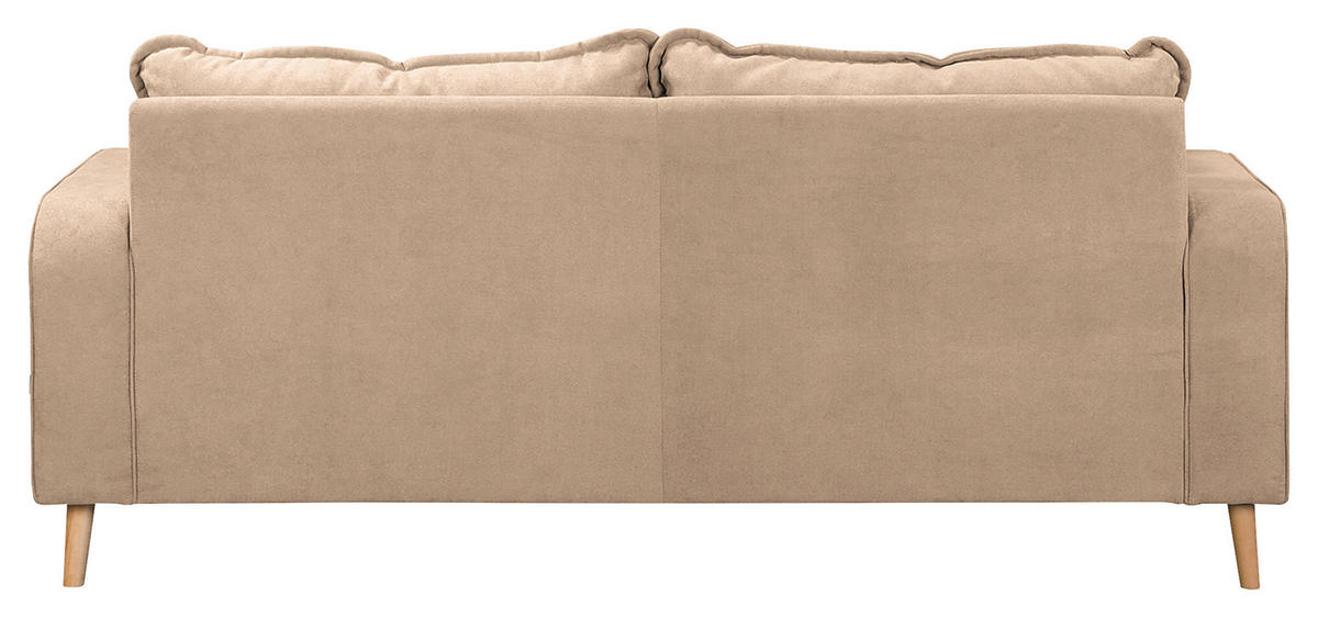 3-SITZER-SOFA Mikrofaser Beige  - Wengefarben/Beige, Design, Holz/Textil (193/86/87cm) - Livetastic
