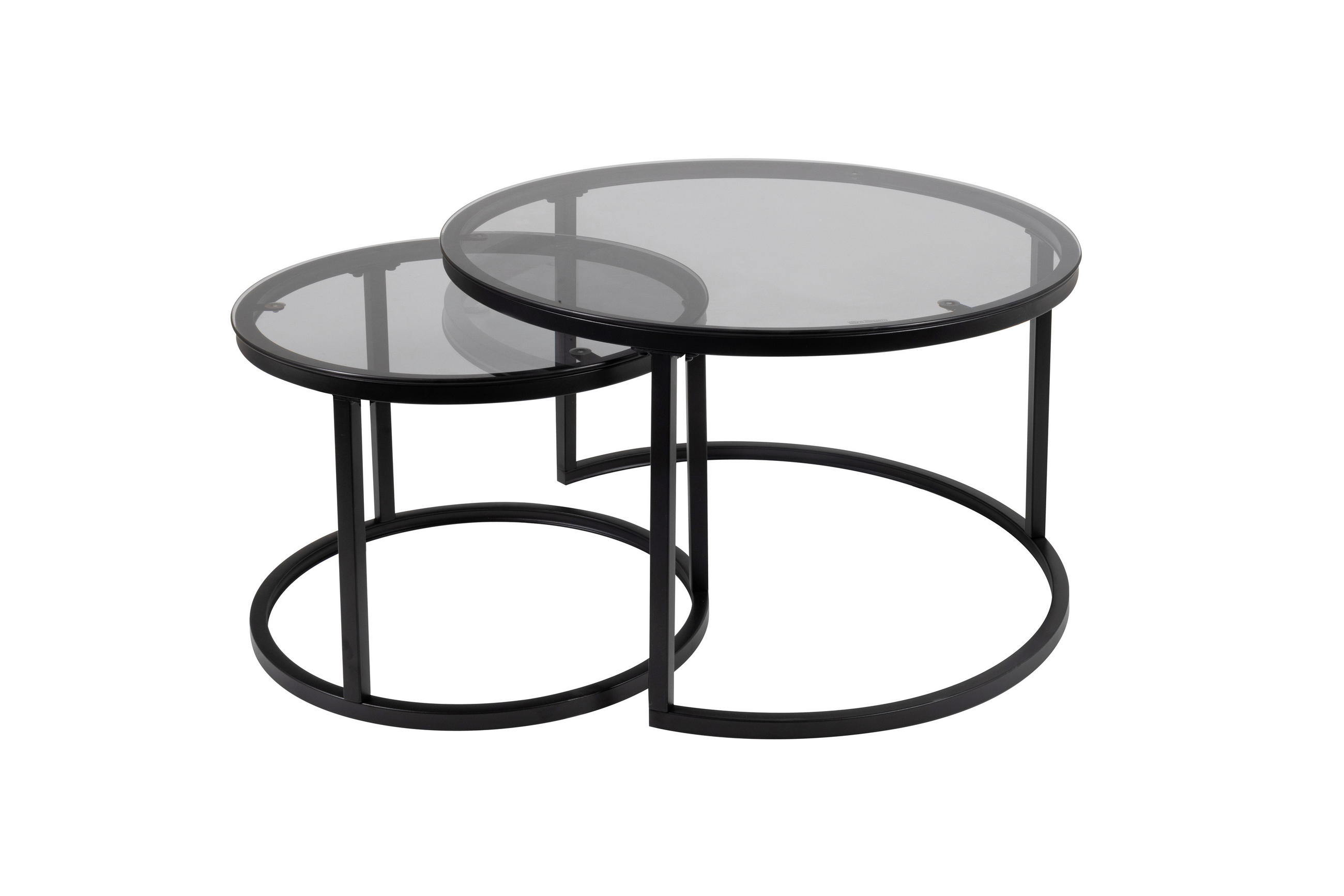 COUCHTISCHSET rund Multicolor, Schwarz, Transparent  - Transparent/Multicolor, Design, Glas/Metall (50-70/50-70/38-42cm) - MID.YOU