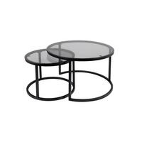 COUCHTISCHSET rund Multicolor, Schwarz, Transparent  - Transparent/Multicolor, Design, Glas/Metall (50-70/50-70/38-42cm) - MID.YOU