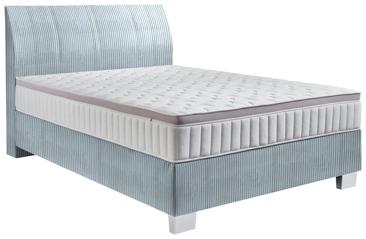 BOXSPRINGBETT 140/200 cm  in Hellblau  - Chromfarben/Hellblau, Konventionell, Kunststoff/Textil (140/200cm) - Hom`in