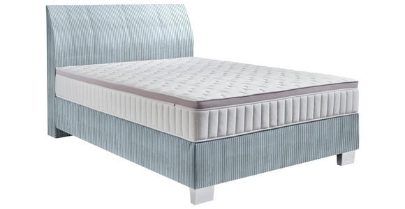 BOXSPRINGBETT 120/200 cm  in Hellblau  - Chromfarben/Hellblau, KONVENTIONELL, Kunststoff/Textil (120/200cm) - Hom`in