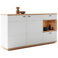 SIDEBOARD Weiß, Wildeiche  180/100/44 cm  - Wildeiche/Anthrazit, Design, Glas/Holz (180/100/44cm) - Novel