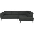 ECKSOFA in Chenille Dunkelgrau  280/205 cm  - Dunkelgrau/Schwarz, Design, Textil/Metall (280/205cm) - Xora