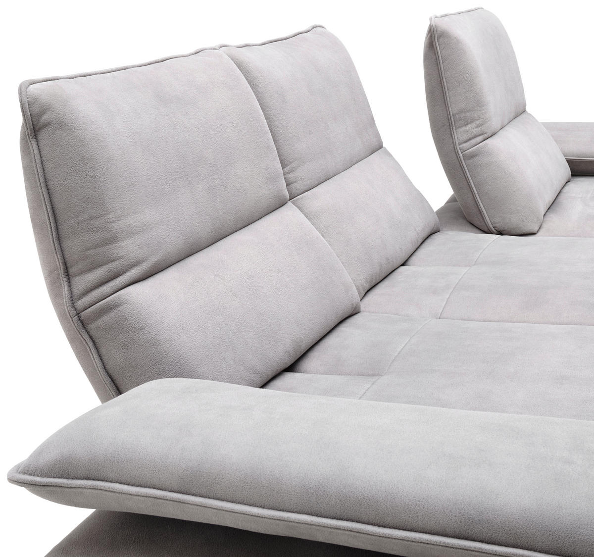 ECKSOFA Grau Mikrofaser  - Schwarz/Grau, Design, Textil/Metall (291/164cm) - Chilliano