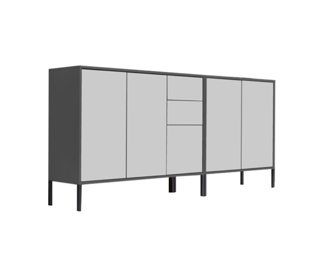 Mid.you Sideboard Anthrazit, Weiß 184.5x86x33 cm