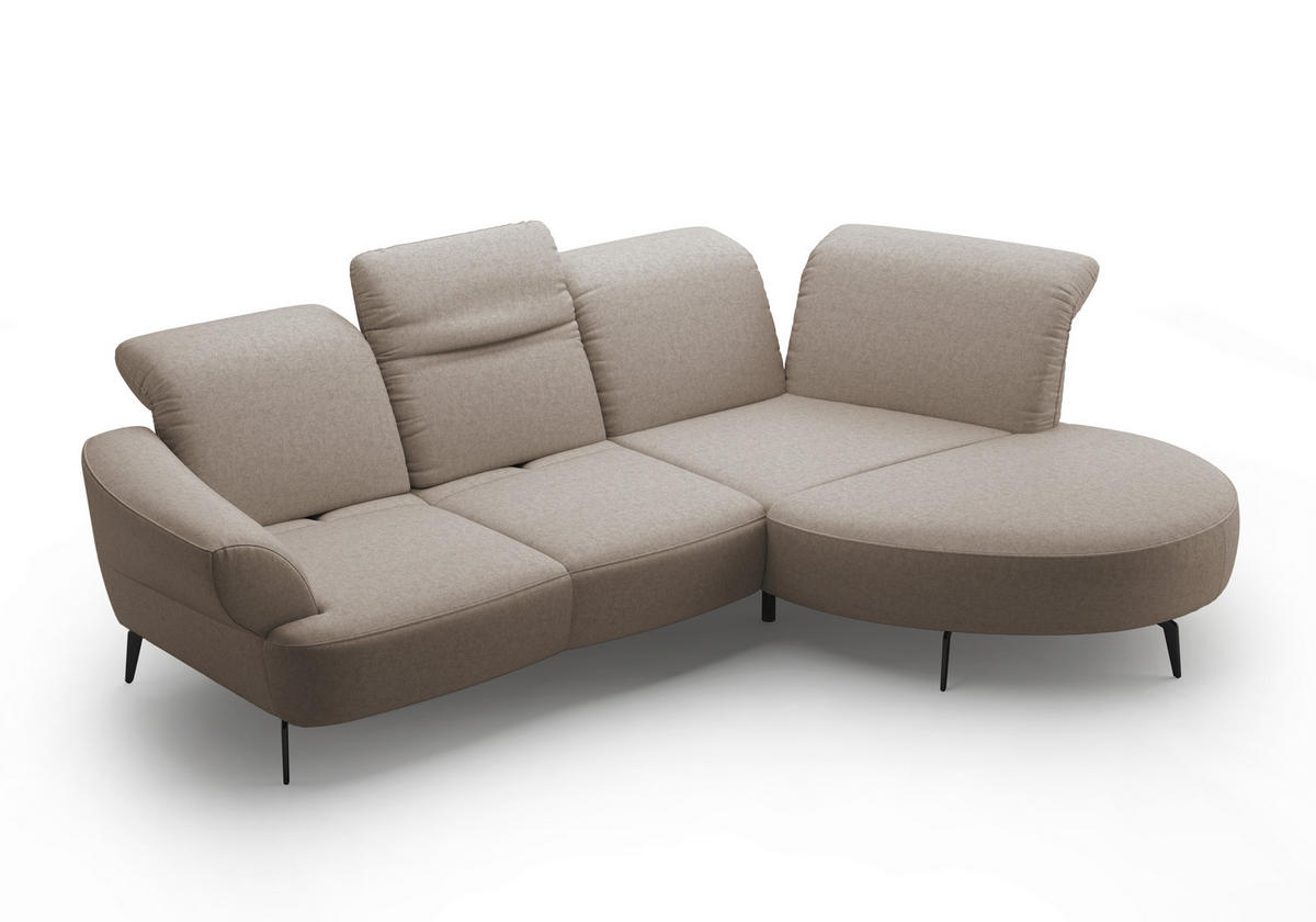 ECKSOFA in Flachgewebe Taupe  313/208 cm  - Taupe/Schwarz, MODERN, Textil/Metall (313/208cm) - Sit & More