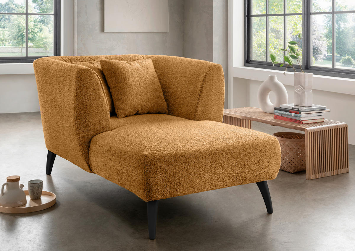 XXL-SESSEL - Goldfarben/Schwarz, MODERN, Holz/Textil (108/84/155cm) - MID.YOU