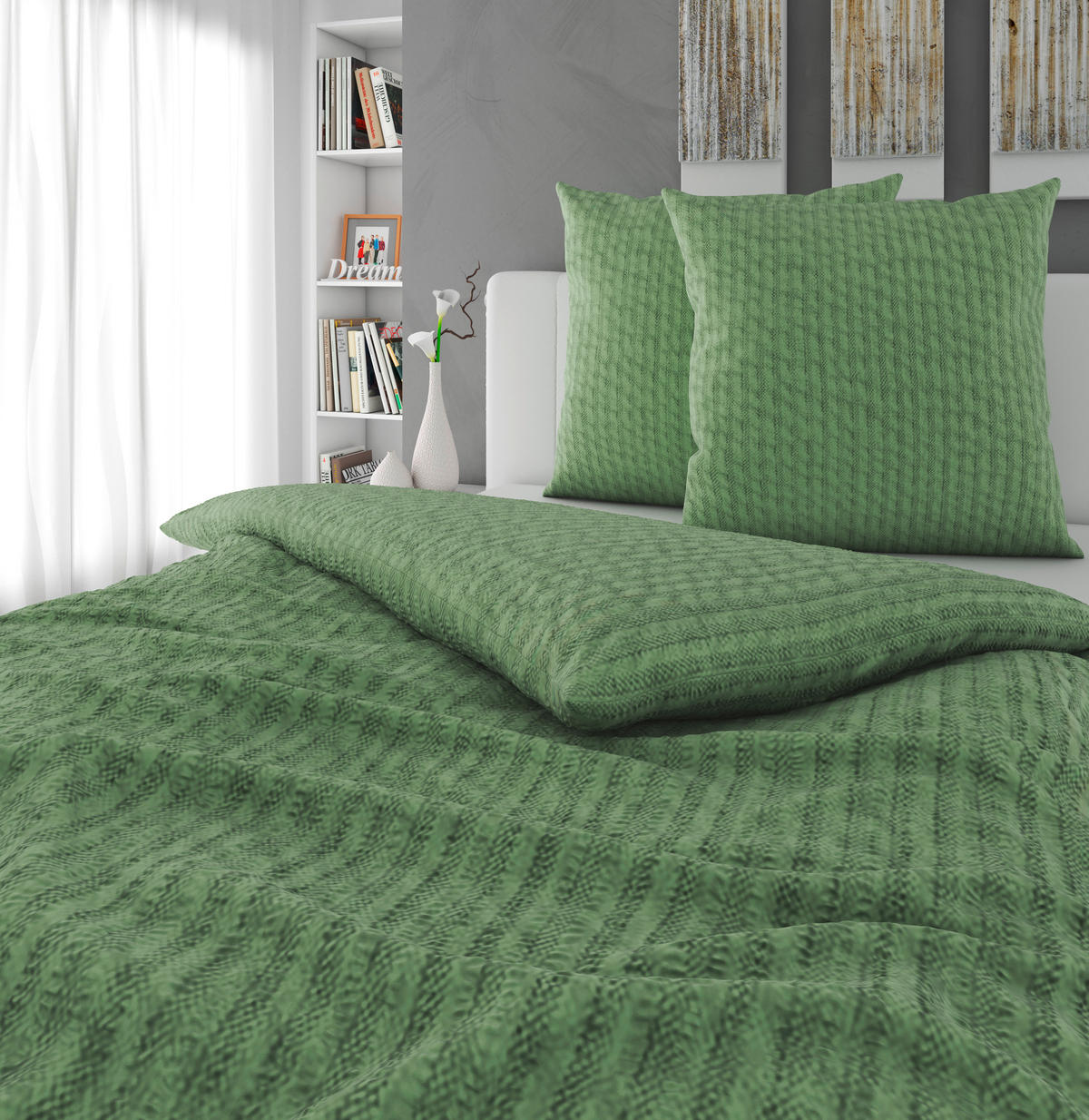 BETTWÄSCHE Seersucker 200/200 cm  - Grün, Textil (200/200cm) - Novel