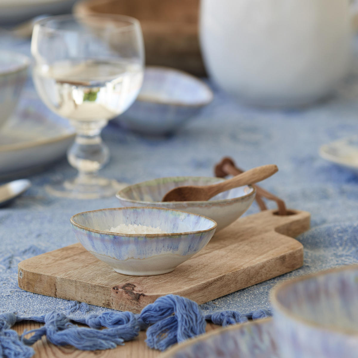 SCHÜSSELSET BRISA 6-teilig  - Blau/Weiß Hochglanz, Basics, Keramik (10/4cm) - Costa Nova