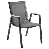 STAPELSESSEL Eukalyptusholz Aluminium Anthrazit, Naturfarben, Schwarz  - Anthrazit/Schwarz, Basics, Holz/Textil (65,5/88/55cm) - Ambia Garden