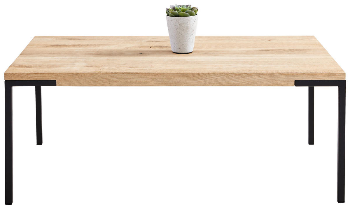 COUCHTISCH Eiche massiv 100/60/33,5 cm rechteckig Schwarz, Eichefarben  - Eichefarben/Schwarz, Design, Holz/Metall (100/60/33,5cm) - Novel