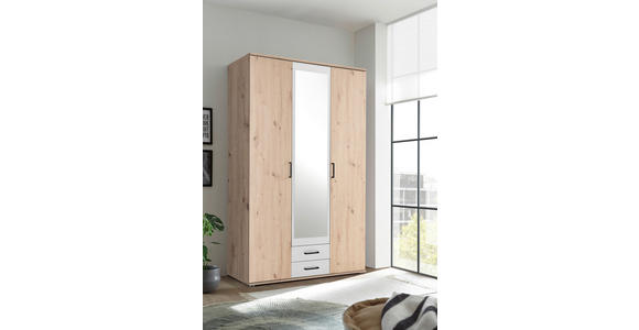 DREHTÜRENSCHRANK  in Weiß, Eiche Artisan  - Anthrazit/Eiche Artisan, KONVENTIONELL, Glas/Holzwerkstoff (119,6/196,3/53,5cm) - Carryhome